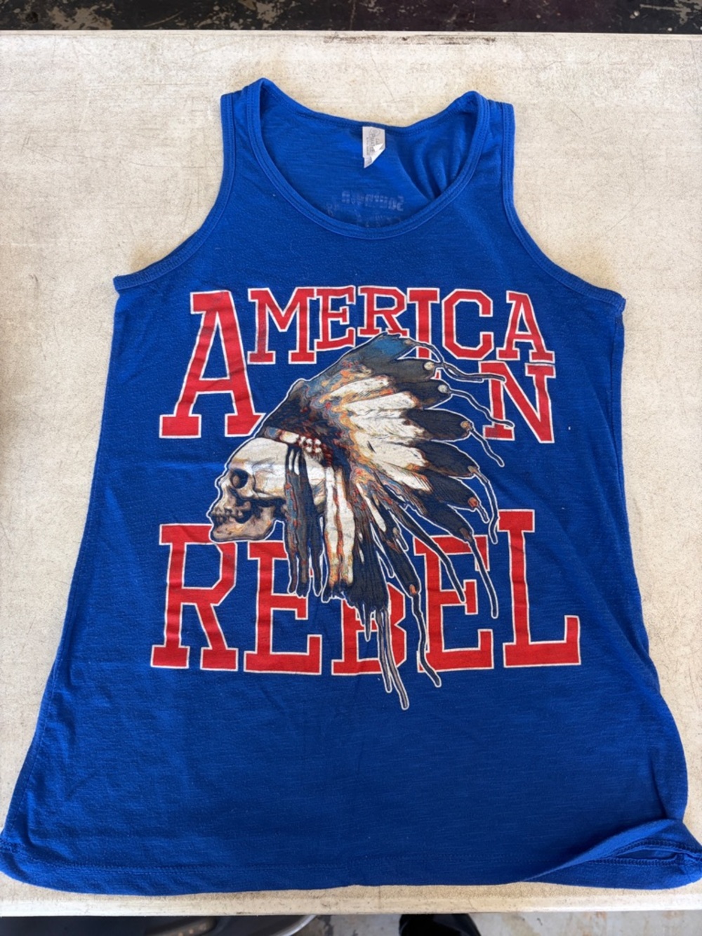 Blue "America Rebel" Graphic Tank Top